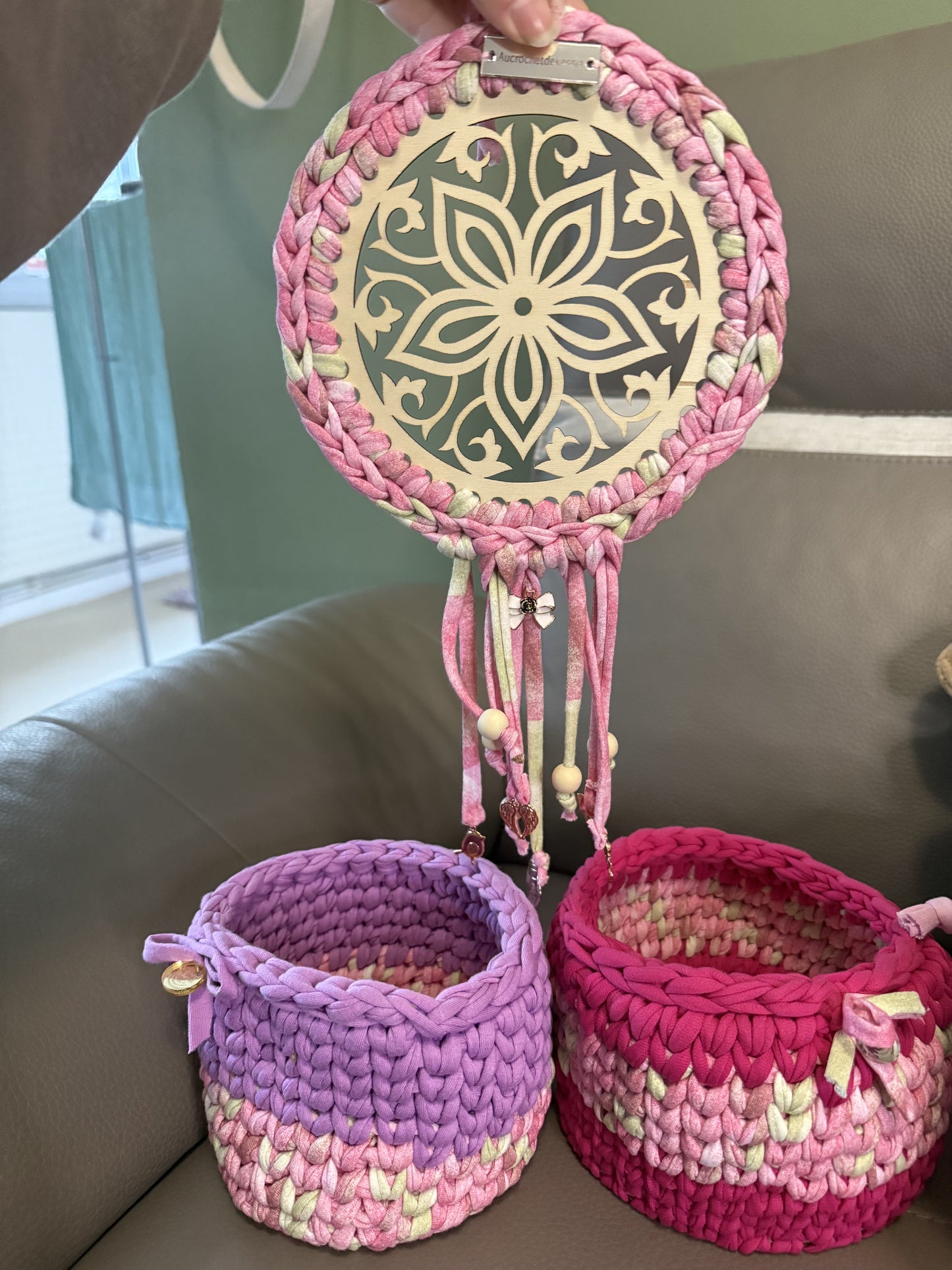 Trio corbeille rose