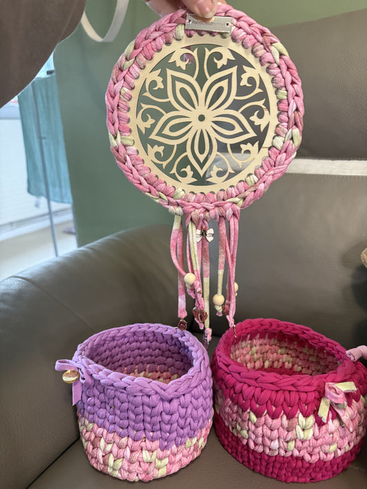 Trio corbeille rose