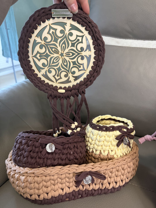 Trio corbeille marrons